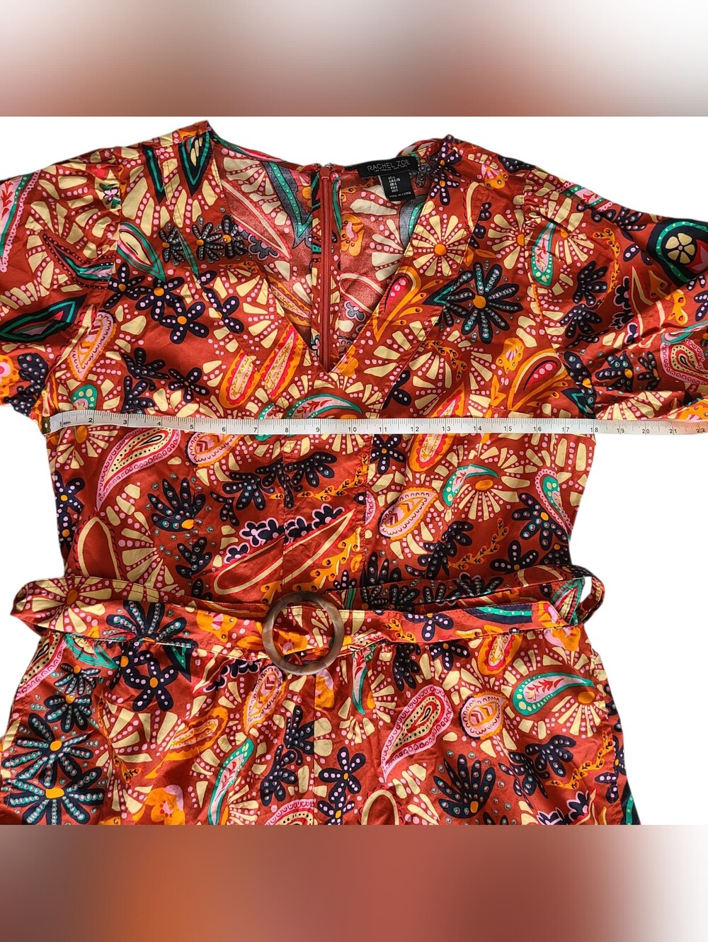 RACHEL ZOE | MULTI-COLOR BELTED ROMPER | SIZE LARGE - Picture 7 of 16